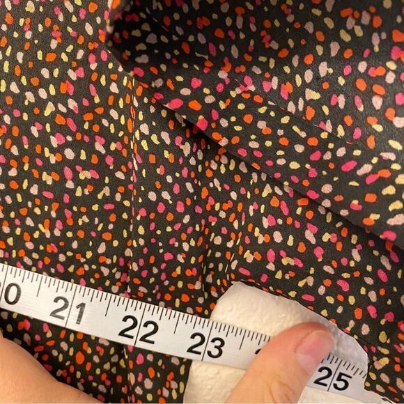 J crew Lightweight colorful black micro print semi sheer short sleeve blouse -M - Picture 11 of 13